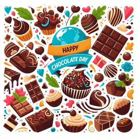 Happy Chocolates Day greeting card. Vector Illustration of Happy Chocolates Day.のイラスト素材