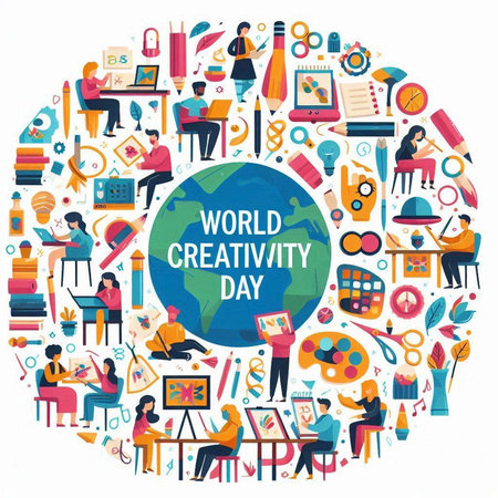 World creative day concept. Vector illustration of world creative day celebration.のイラスト素材