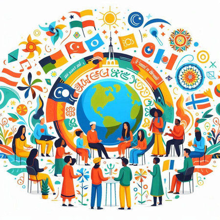 International Day of Persons with Disabilities Concept. Group of People with World Globe, International Day of Persons with Disabilities. Vector illustrationのイラスト素材