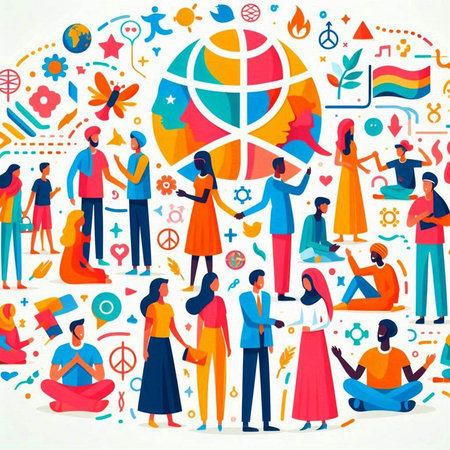 Concept of international day of peace and equality. Vector illustration.のイラスト素材