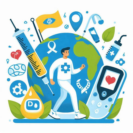 Vector illustration of World Diabetes Day. Health care and medical concept.のイラスト素材