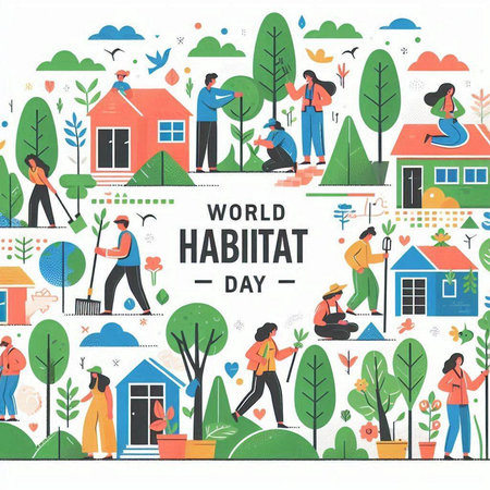 Vector illustration of World Horticulture Day concept with people working in garden.のイラスト素材