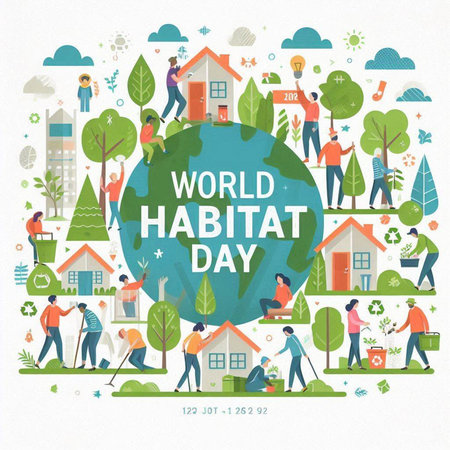 World Horticulture Day. Vector illustration in flat style with people cleaning the planet.のイラスト素材