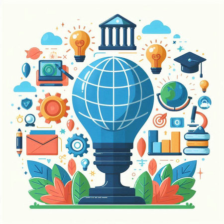 Flat design vector illustration concept of education, knowledge and wisdom.のイラスト素材