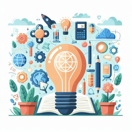 Flat design modern vector illustration concept of education, knowledge and science.のイラスト素材
