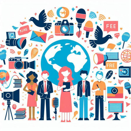 Vector illustration of people around the world. Flat design style. Concept for web banners and printed materials.のイラスト素材