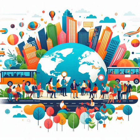 People around the world. Traveling around the world. Vector illustration.のイラスト素材