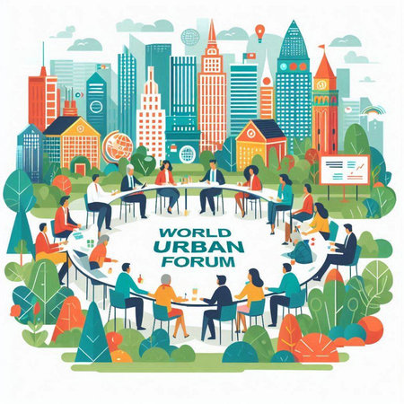 Welcome to New York, United States of America. Vector illustration with people in the city.のイラスト素材