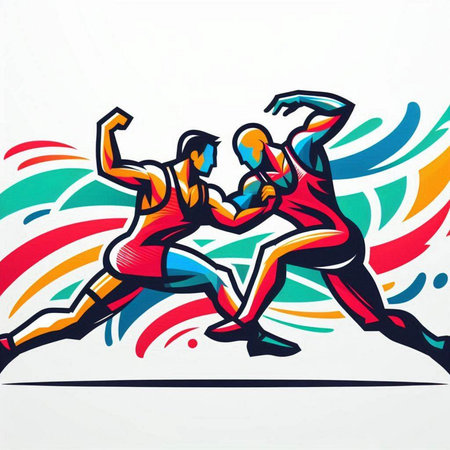 Two men fight for the ball. Colorful abstract vector illustration.のイラスト素材