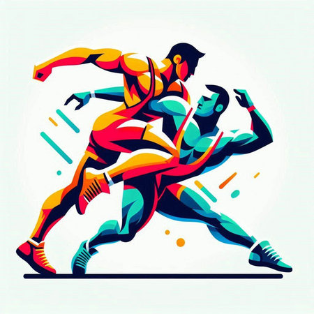 Running man, abstract vector illustration. Sport and active life concept.のイラスト素材
