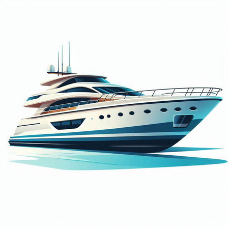 luxury yacht on a white background. 3d rendering - illustrationのイラスト素材