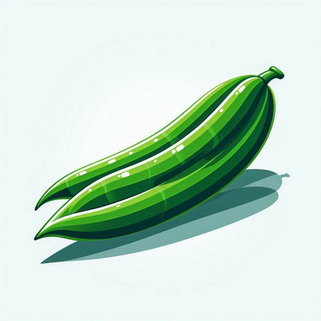 Vector illustration of a fresh green banana on a light blue background.のイラスト素材