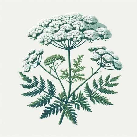 Achillea millefolium. Hand drawn vector illustration.のイラスト素材