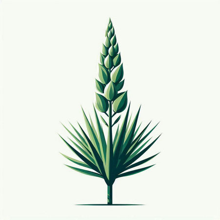Illustration of a green lupine plant on a white backgroundのイラスト素材
