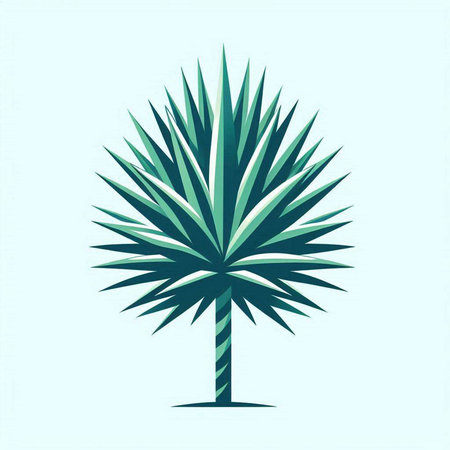 Abstract vector illustration of a palm tree, isolated on blue background.のイラスト素材