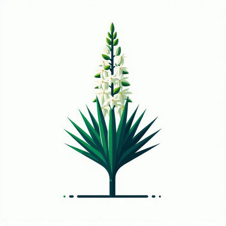 Flower of yucca plant. Vector illustration isolated on white background.のイラスト素材