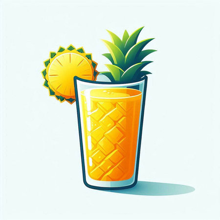 Pineapple juice in a glass on a white background. Vector illustration.のイラスト素材