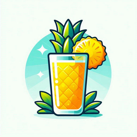 Pineapple smoothie icon. Cartoon illustration of pineapple smoothie vector icon for web designのイラスト素材