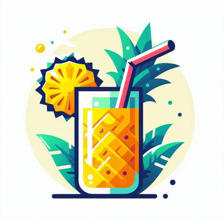 Pineapple smoothie in flat style. Cocktail with pineapple. Vector illustration.のイラスト素材