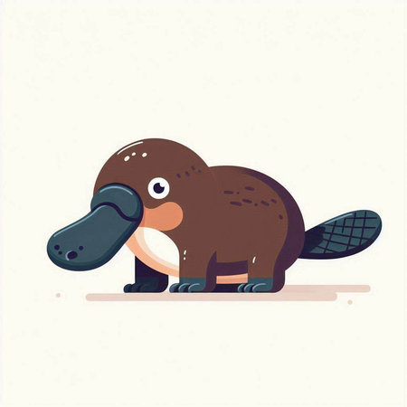 Cute cartoon vector illustration of a platypus on white background.のイラスト素材