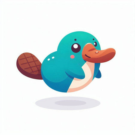 Cute blue rubber duck isolated on white background. Vector illustration.のイラスト素材