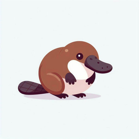 Cute cartoon platypus isolated on white background. Vector illustration.のイラスト素材