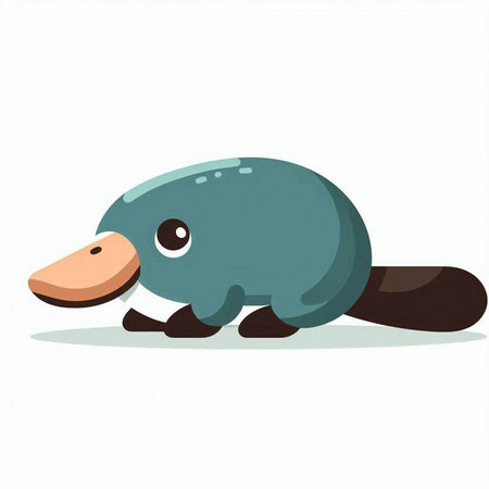 Cute cartoon platypus isolated on white background. Vector illustration.のイラスト素材