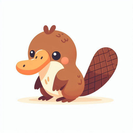 Cute cartoon platypus. Vector illustration isolated on white background.のイラスト素材