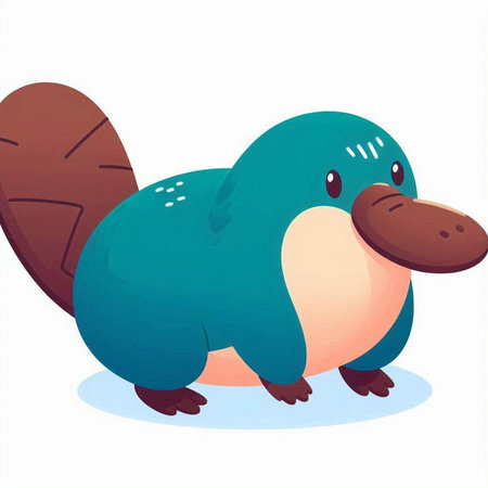 Cute cartoon platypus. Vector illustration isolated on white background.のイラスト素材