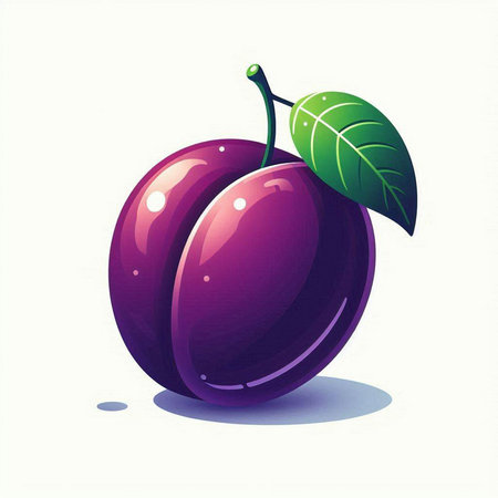 Illustration of a plum on a white background. Vector illustration.のイラスト素材