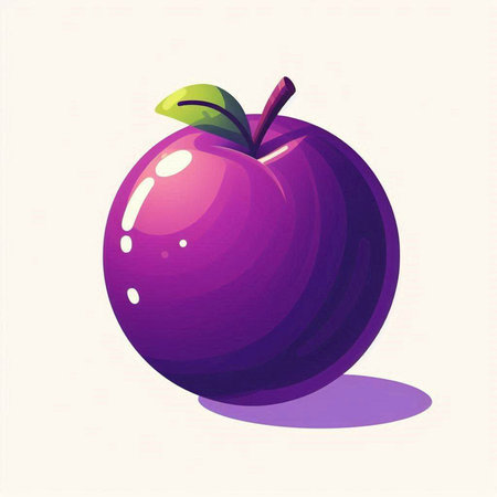 Vector illustration of a ripe purple apple on a white background. Vector illustration.のイラスト素材
