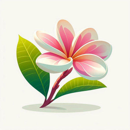Frangipani flowers on the white background. Vector illustration.のイラスト素材