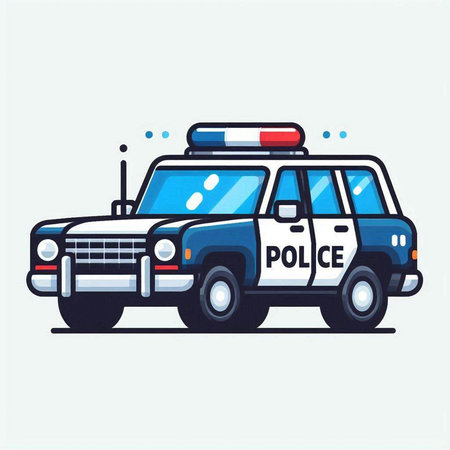 Police car. Vector illustration of a police car on white background.のイラスト素材