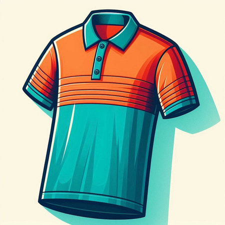 Illustration of an orange polo shirt on a white background.のイラスト素材
