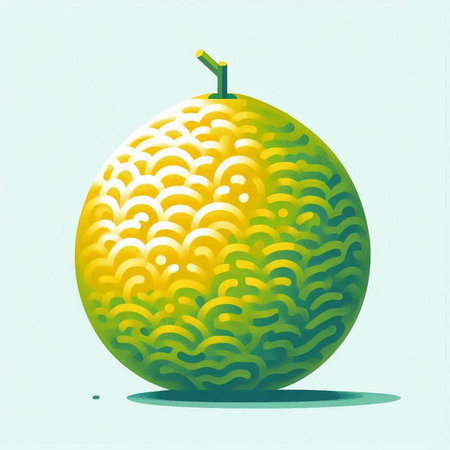 Illustration of a yellow melon on a light blue background.のイラスト素材