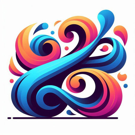 Abstract colorful background with waves and curls, vector illustration eps10のイラスト素材