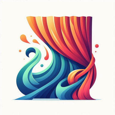 Abstract colorful background with curvy lines and waves. Vector illustration.のイラスト素材