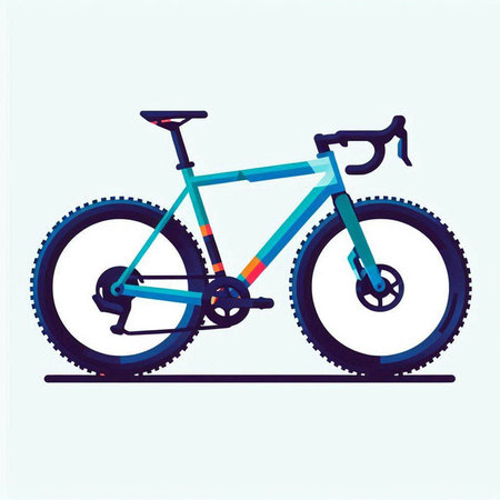 Bicycle on a light blue background. Vector illustration in flat style.のイラスト素材