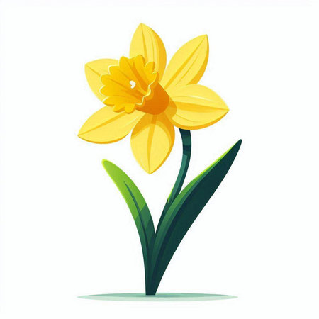 Yellow daffodil isolated on white background. Vector illustration.のイラスト素材