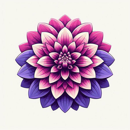 Violet dahlia flower on white background. Vector illustration.のイラスト素材
