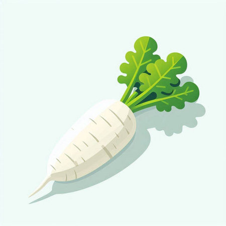 Daikon radish on a light background. Vector illustration.のイラスト素材