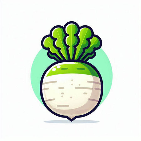 Vector illustration of turnip. Isolated on white background. Flat style.のイラスト素材