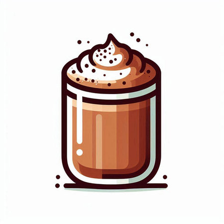Coffee cup with whipped cream in cartoon style. Vector illustration.のイラスト素材