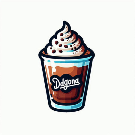 Coffee cup with whipped cream and chocolate. Vector illustration.のイラスト素材