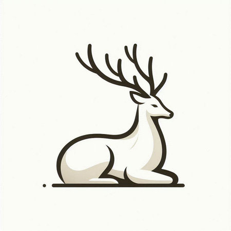 deer icon, vector illustration, eps10, editable strokesのイラスト素材