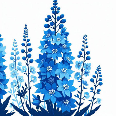 Blue flowers isolated on white background. Floral background. Vector illustration.のイラスト素材