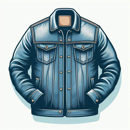 Men's leather jacket on a white background. Hand-drawn illustration.のイラスト素材