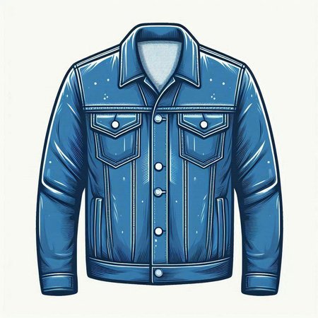 Denim jacket with pockets and pockets. Vector illustration in sketch style.のイラスト素材