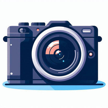 Vector illustration of a photo camera on white background. Flat design.のイラスト素材
