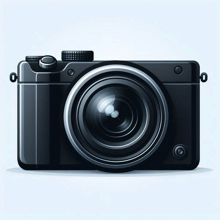 Digital camera on a blue background. Vector illustration. Eps 10.のイラスト素材
